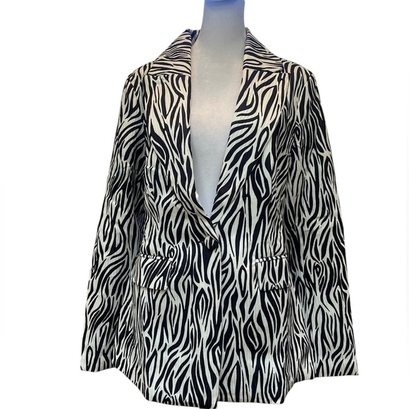 Area Stars NWT Zanzibar One Button Animal Print Jacket in Black and White S - Picture 5 of 16